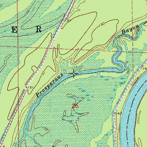 Topographic Map of Prosperous Bayou, AR
