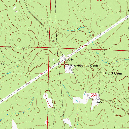 Topographic Map of Providence Cemetery, AR