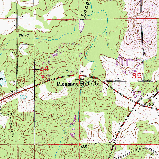 Topographic Map of Pleasant Hill Church, LA