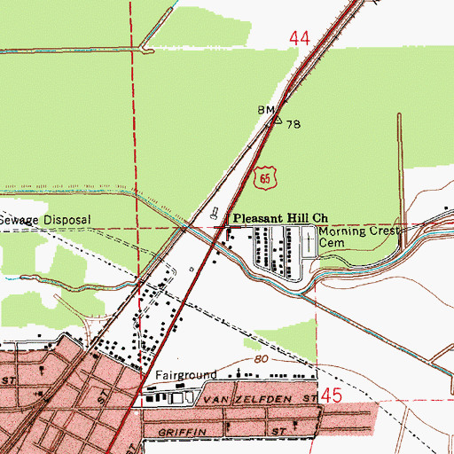 Topographic Map of Pleasant Hill Church, LA