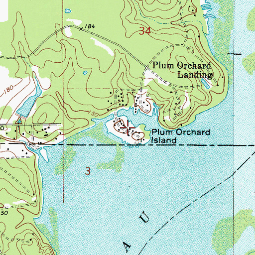 Topographic Map of Plum Orchard Island, LA