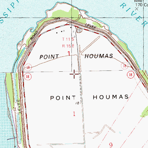 Topographic Map of Point Houmas, LA