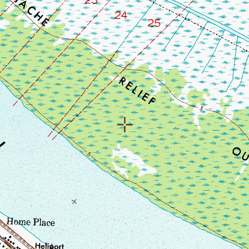 Topographic Map of Pointe A La Hache Relief Outlet, LA