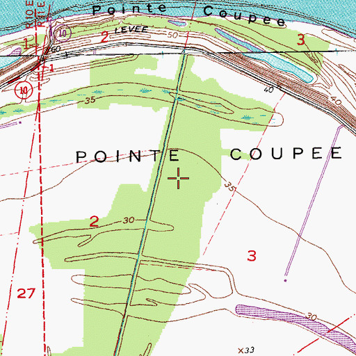 Topographic Map of Pointe Coupee, LA