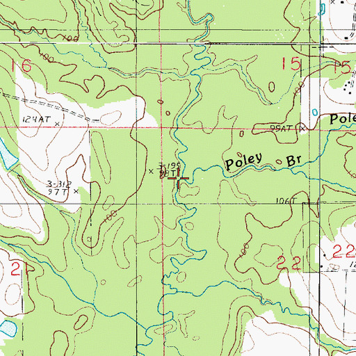 Topographic Map of Poley Branch, LA