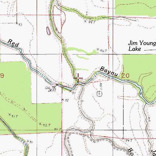 Topographic Map of Red Bayou, LA