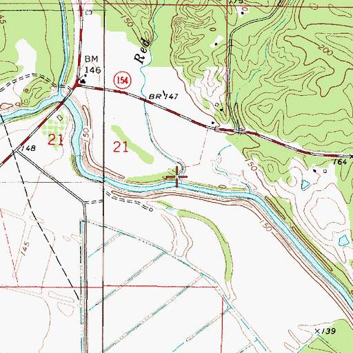 Topographic Map of Red Branch, LA