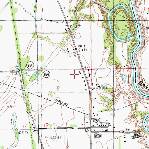 Topographic Map of Red Hill Church, LA
