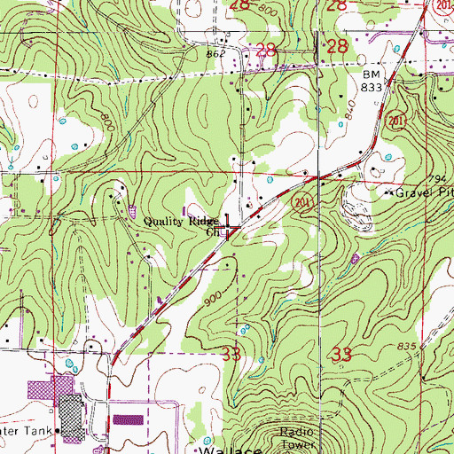Topographic Map of Quality Ridge Church, AR