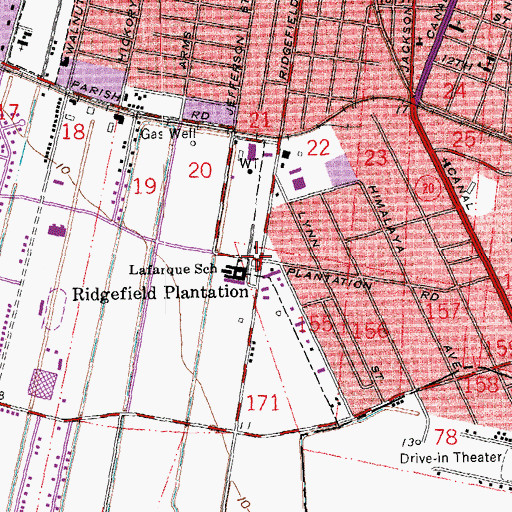 Topographic Map of Ridgefield Plantation, LA