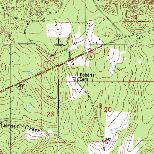 Topographic Map of Roberts Cemetery, LA