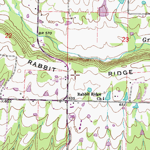 Topographic Map of Rabbit Ridge, AR