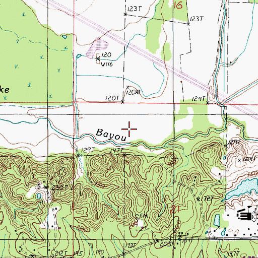 Topographic Map of Rocks Bayou, LA