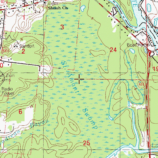 Topographic Map of Saint Amant Swamp, LA