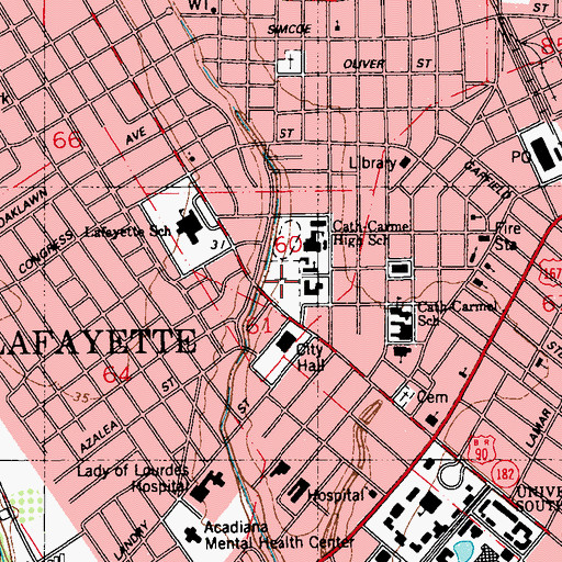 Topographic Map of Saint John Cemetery, LA