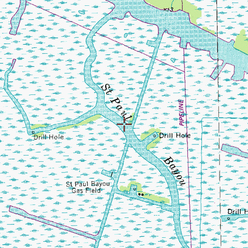 Topographic Map of Saint Paul Bayou, LA