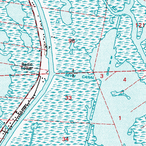 Topographic Map of Sevin Canal, LA