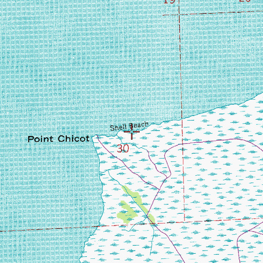 Topographic Map of Shell Beach, LA