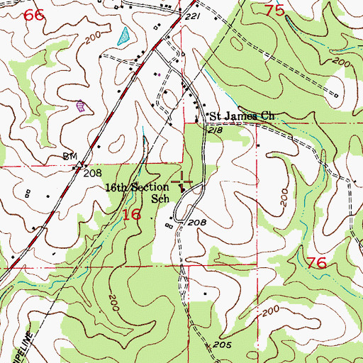 Topographic Map of Sixteenth Section School (historical), LA