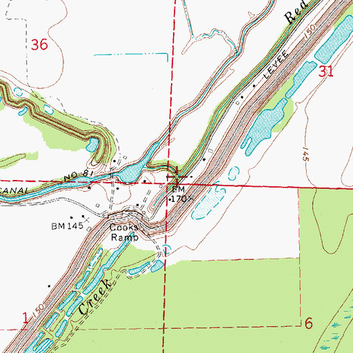 Topographic Map of Red Fork Bayou, AR