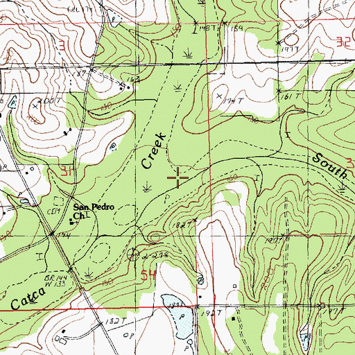 Topographic Map of South Branch Catca Creek, LA