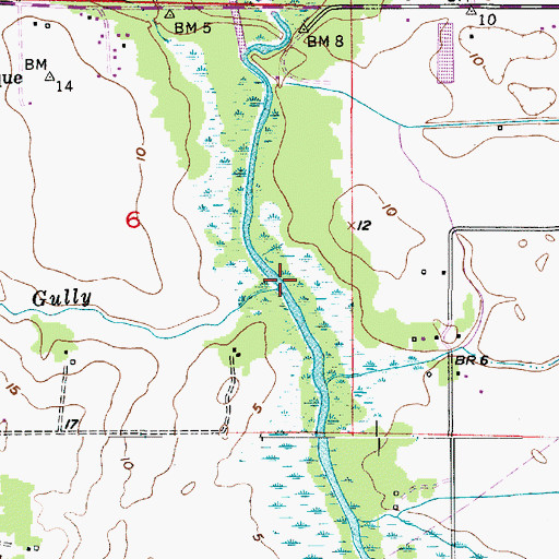 Topographic Map of Spring Gully, LA