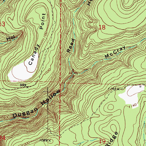 Topographic Map of Reed Hollow, AR