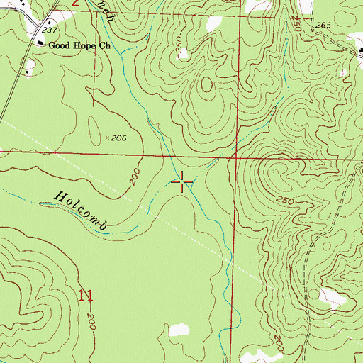 Topographic Map of Reeds Branch, AR