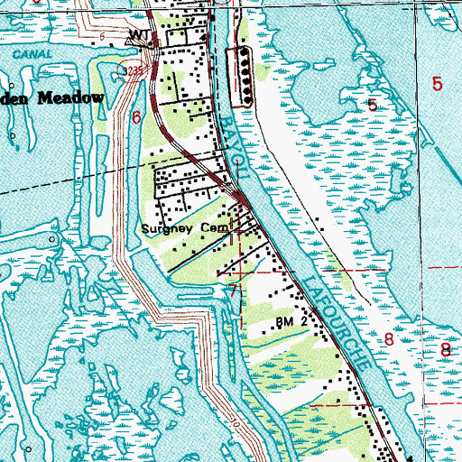 Topographic Map of Surgney Cemetery, LA