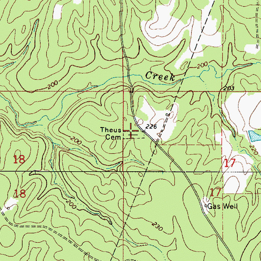 Topographic Map of Theus Cemetery, LA