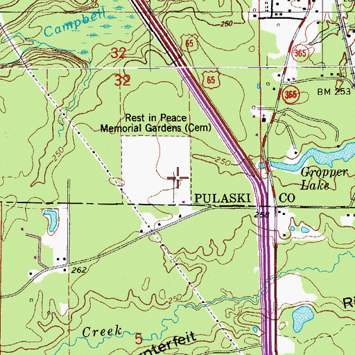 Topographic Map of Rest in Peace Memorial Gardens, AR