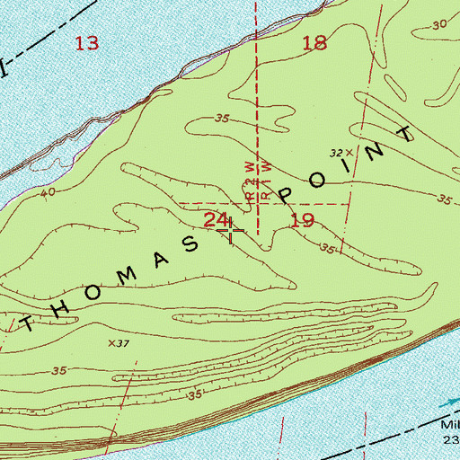 Topographic Map of Thomas Point, LA