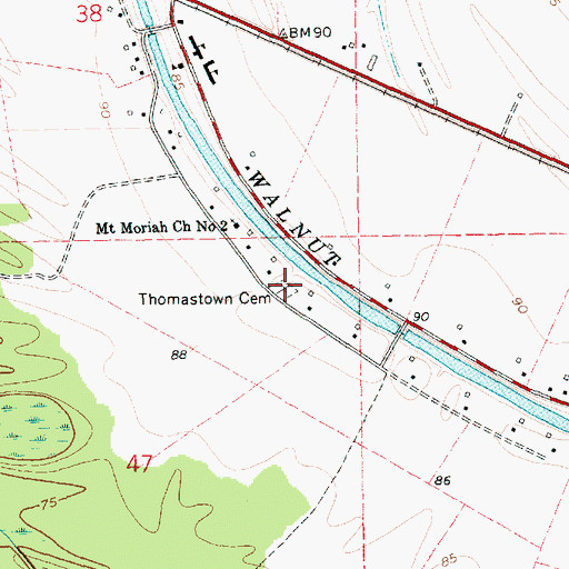Topographic Map of Thomastown Cemetery, LA