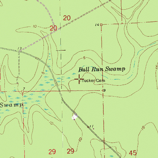 Topographic Map of Tucker Cemetery, LA