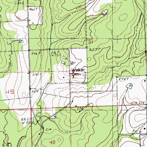 Topographic Map of Walker Cemetery, LA