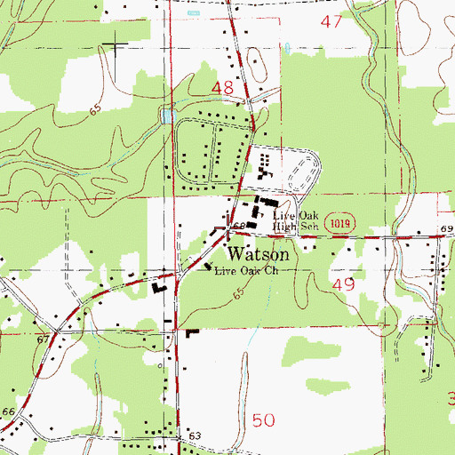 Topographic Map of Watson, LA