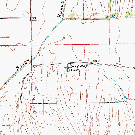 Topographic Map of Way Way Cemetery, LA