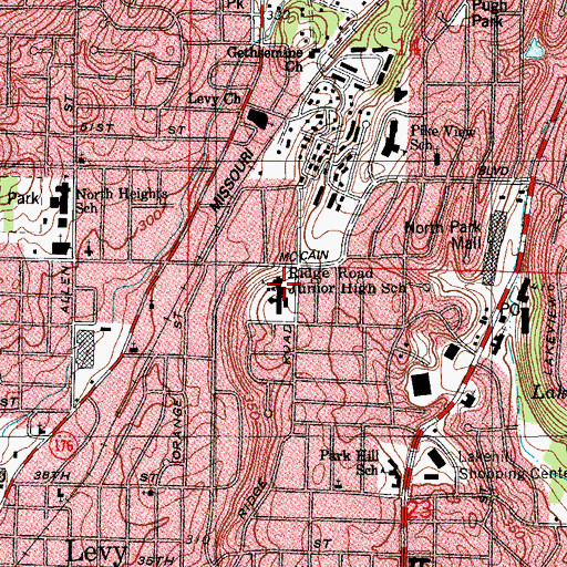 Topographic Map of Ridge Road Junior High School, AR