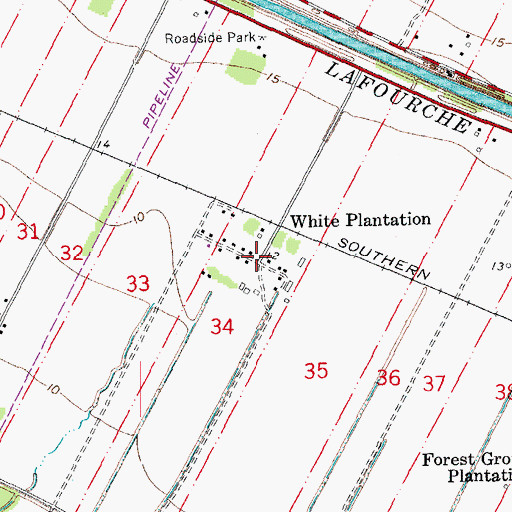 Topographic Map of White Plantation, LA