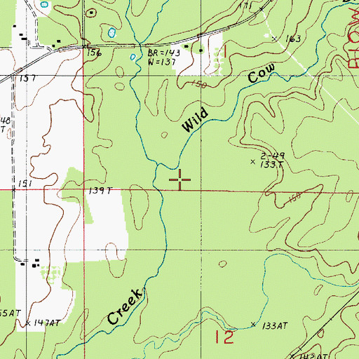 Topographic Map of Wild Cow Branch, LA