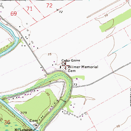 Topographic Map of Wilmer Memorial Cemetery, LA