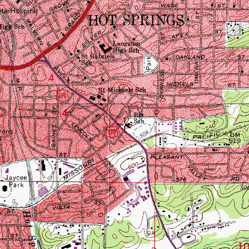 Topographic Map of Charles N Rix School, AR