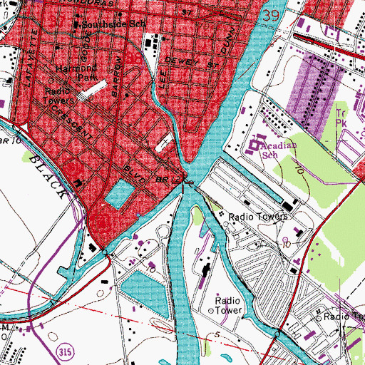 Topographic Map of Houma Canal, LA