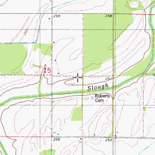Topographic Map of Roberts Cemetery, AR