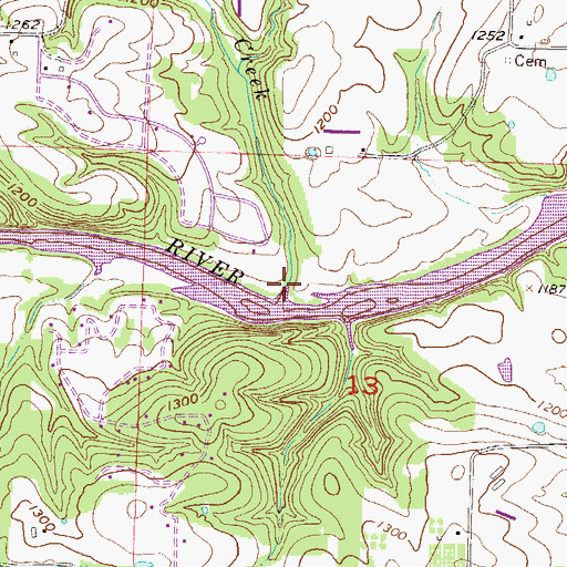 Topographic Map of Roberts Creek, AR