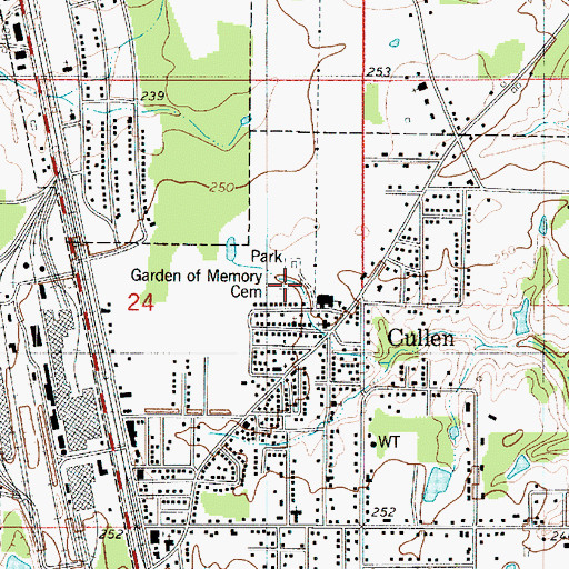 Topographic Map of Garden of Memory Cemetery, LA