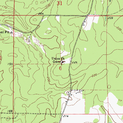 Topographic Map of Union Cemetery, LA