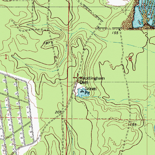 Topographic Map of Knottingham Cemetery, LA