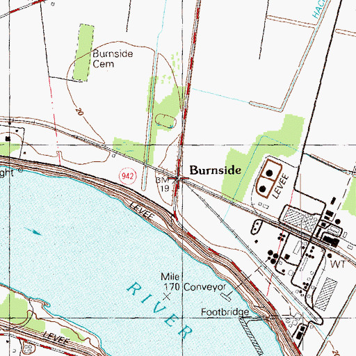 Topographic Map of Burnside, LA