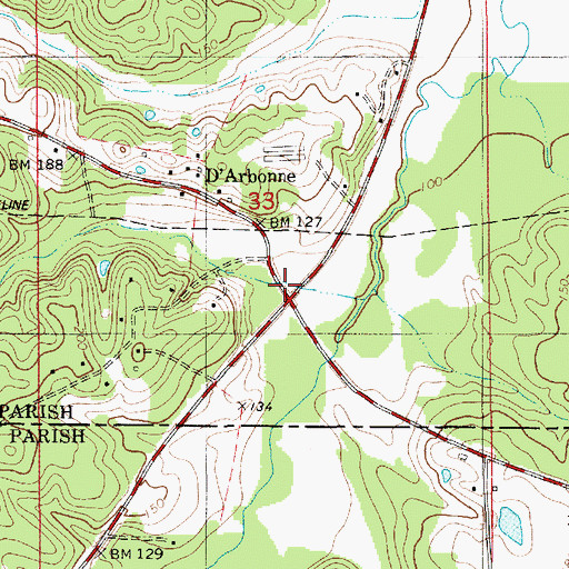 Topographic Map of D'Arbonne, LA